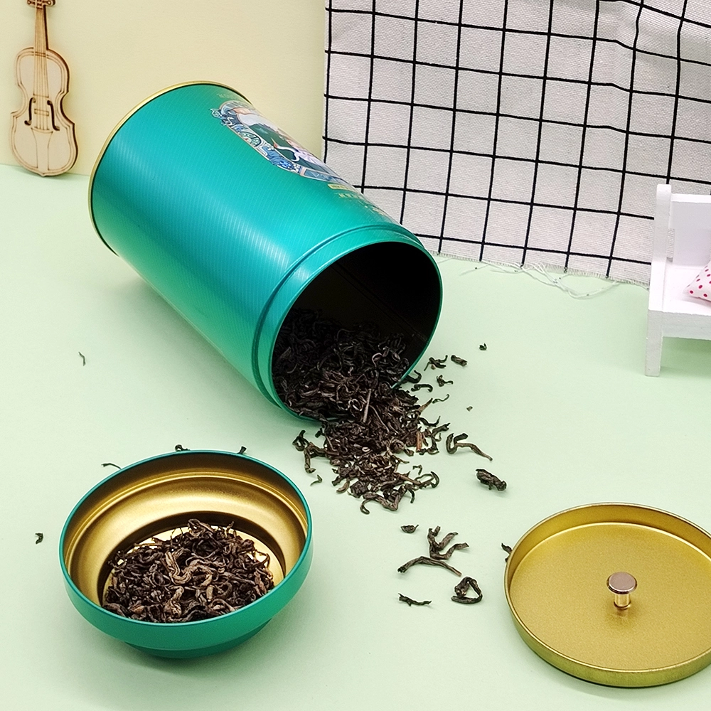 Boîte ronde vide en fer blanc de qualité alimentaire, impression de conception personnalisée, conteneur hermétique, boîte en fer blanc pour thé, boîte à thé en métal pour le thé 1