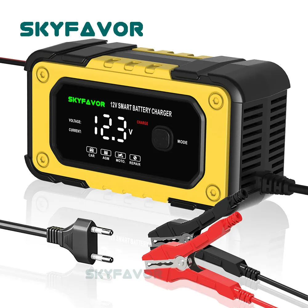 Dropshipping product 12v battery charger car 12 volt 6 amp automatic pulse repair lead acid battery charger na may trickle charge 1
