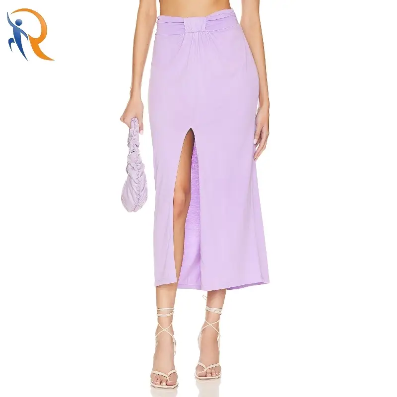 Elegent Purpel Slit Pencil Skirt 1