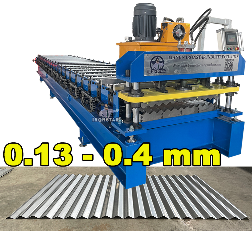 Machine de formage de rouleaux de tôle de toit ondulée IRONSTAR 762 836 0,13-0,4 MM en Indonésie 1