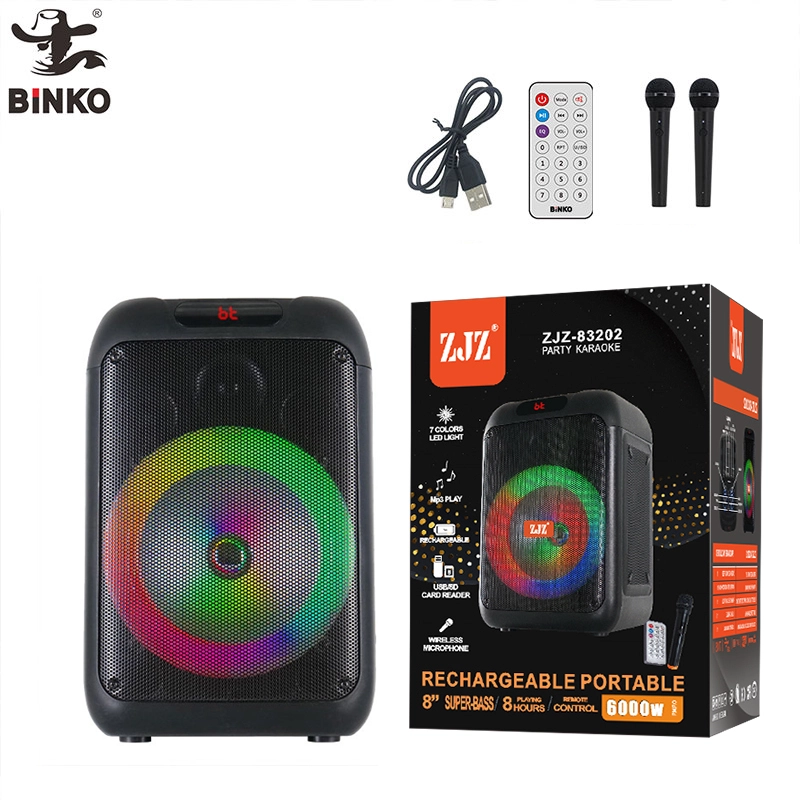 Portable Speaker 8 Inch LED Flame Atmosphere Light Party Speaker Portable Bluetooth Speaker Speaker with Handle BINKO ZJZ-82302 1