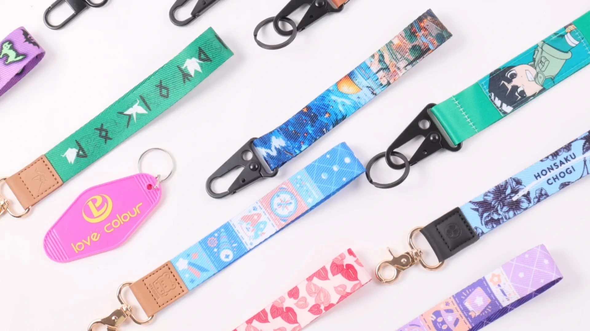Hoge kwaliteit op maat gemaakte korte sleutelhanger Lanyard polyester lanyard met metalen haak 1