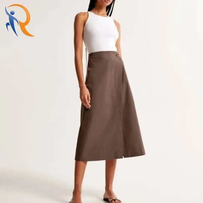 Summer Solid Women's Wrap Midi Skirt 1