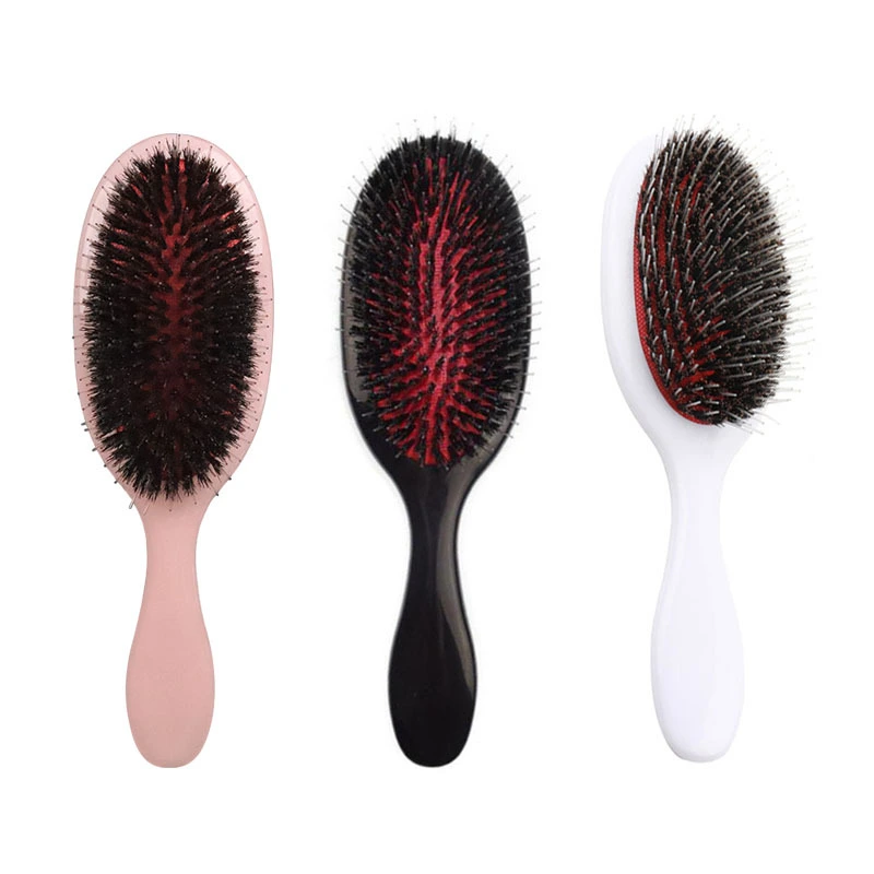 High quality private label handle boar bristle soft cushion custom hair brush for women 1
