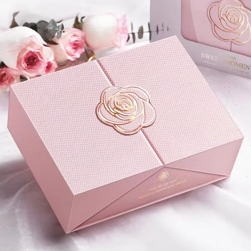 Confezione regalo in carta rigida di cartone rigido con design di sollevamento magnetico di lusso personalizzato a doppia porta laterale all'ingrosso da 2 pezzi per cosmetici 1