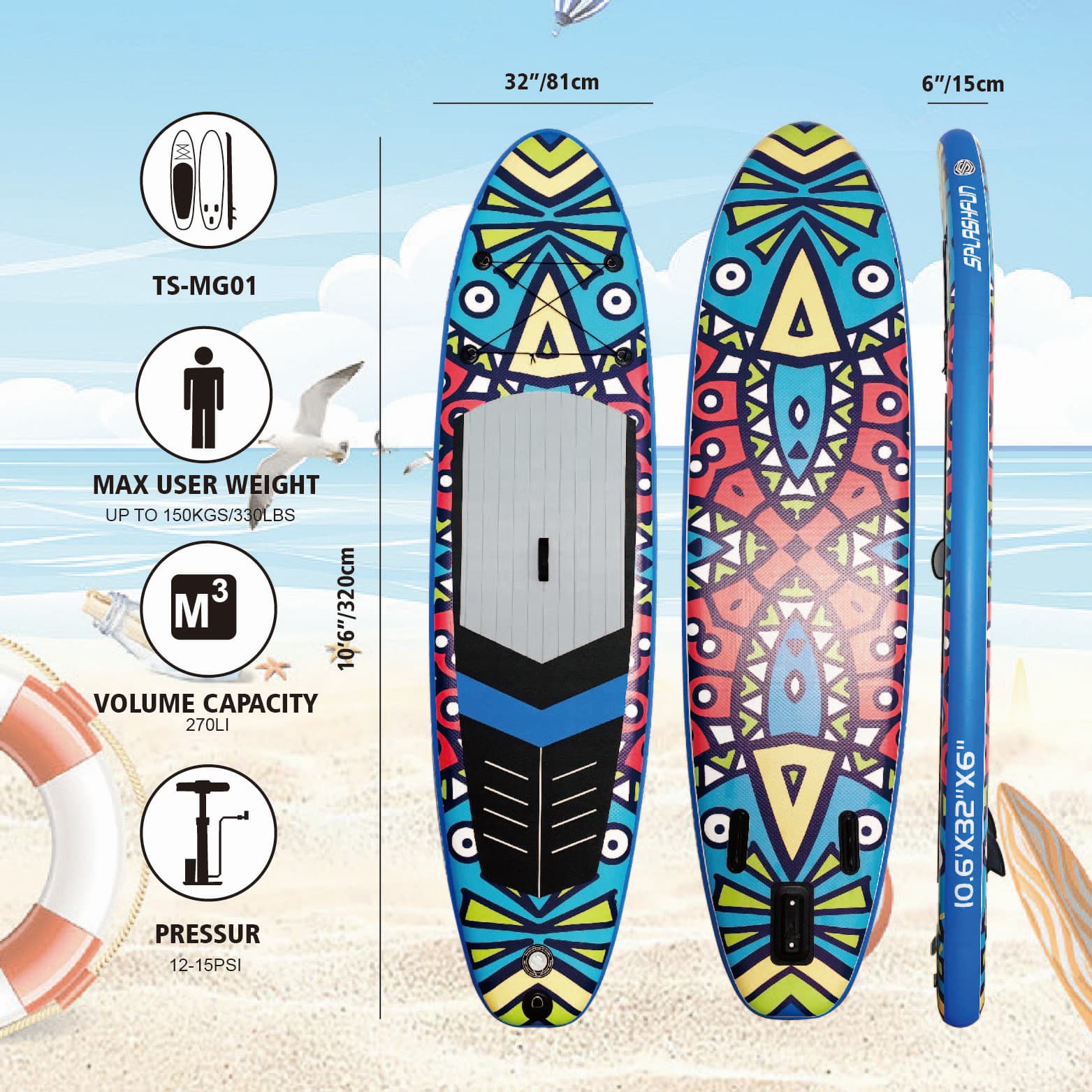 Aufblasbares Stand-Up-Paddle-Board in OEM-Farbe Summer Lake River 3
