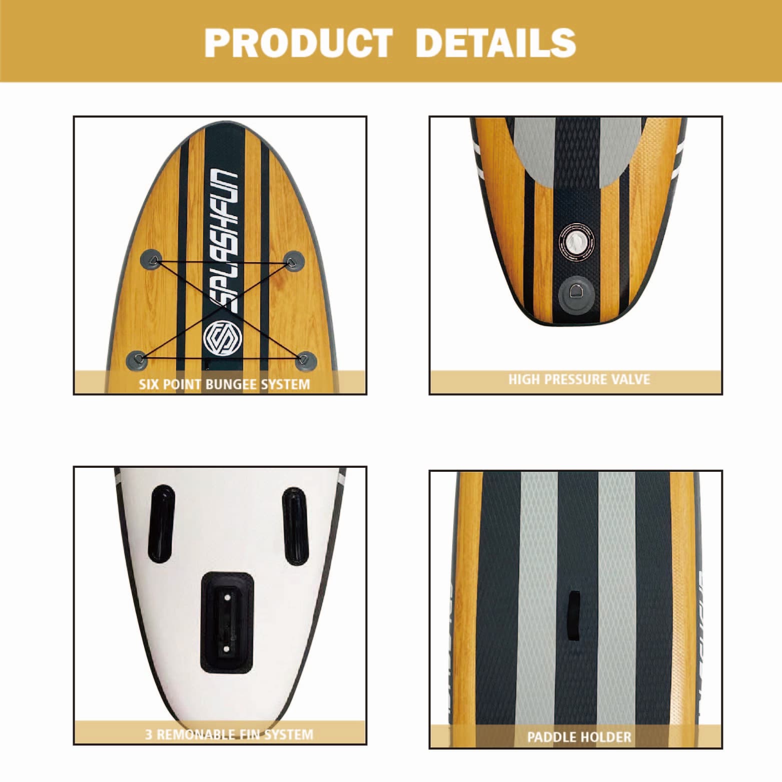 OEM Wood Color Summer Lake River Inflatable Stand Up Paddle Board 4