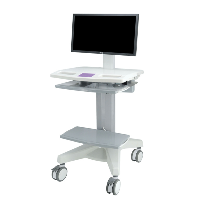 Tinggi Disesuaikan Mobile Workstation Komputer Medis Keranjang Troli Rumah Sakit VESA-Peacemounts PM-YB5001B 2