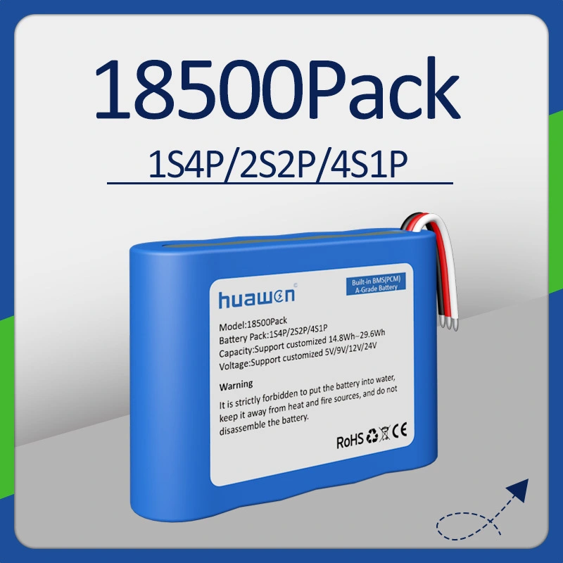 1S4P/2S2P/4S1P 3.7V/5V/9V/12V DC INR 18500 Lithium Battery Pack Solution 1