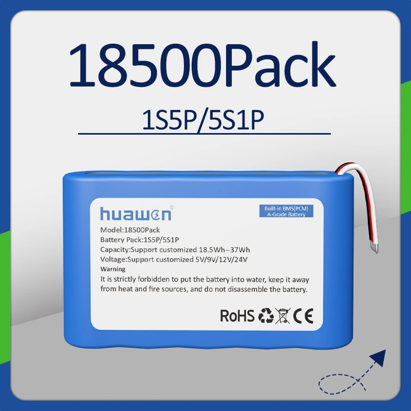 1S5P/5S1P 3.7V/5V/9V/12V DC INR 18500 Lithium Battery Pack Solution 1