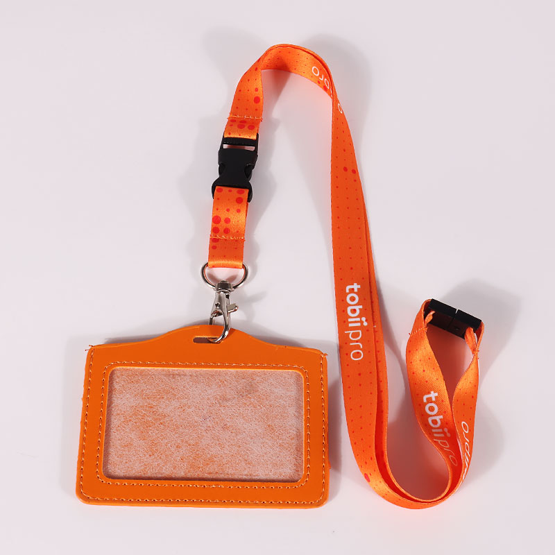 Brugerdefineret Billig Promotion Polyester Lanyard med logo trykt med ID-kortholder 2
