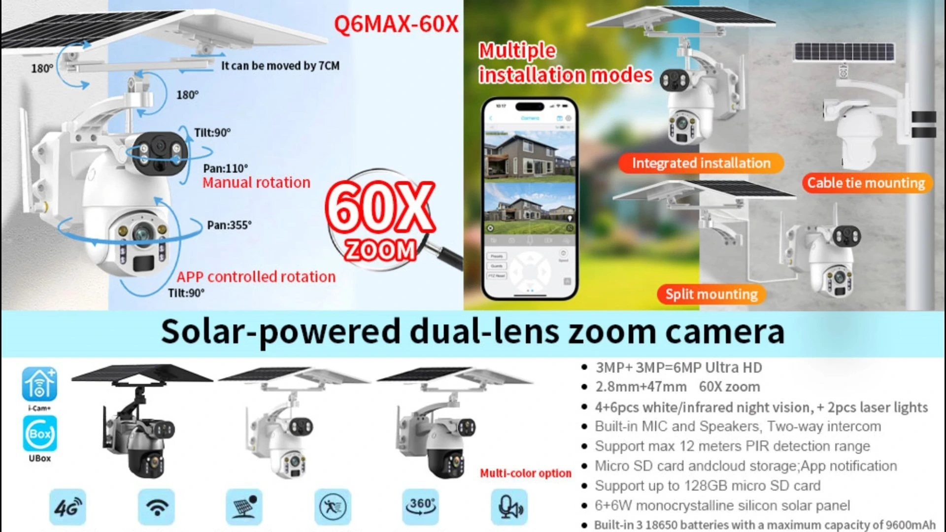 Dual Lens 60x Zoom 4g Solar Security Camera 1