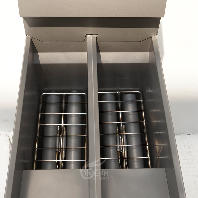 Freidora profunda de gas de olla dividida comercial con 2 canasta-120000BTU (GF-120T) 7
