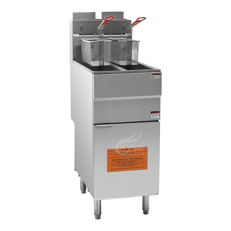 Freidora profunda de gas de olla dividida comercial con 2 canasta-120000BTU (GF-120T) 1