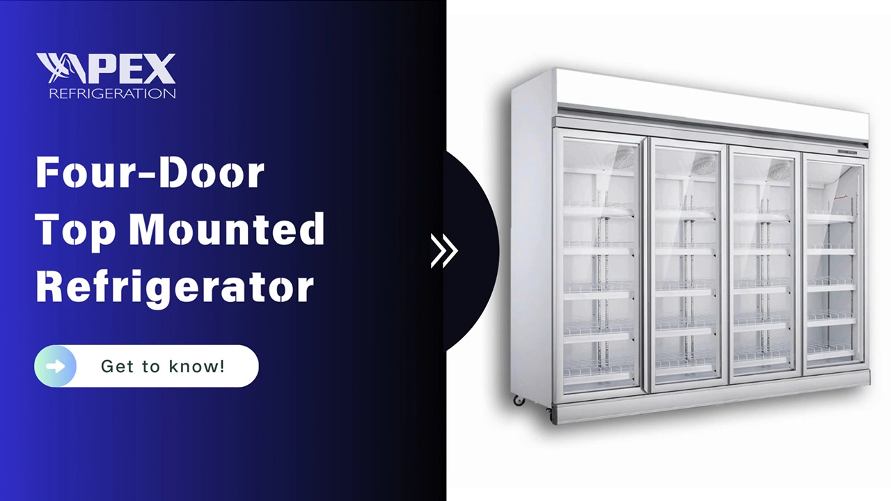 Full Glass Four Doors Commercial Disply Refrigerator Top Mounted Chiller 1