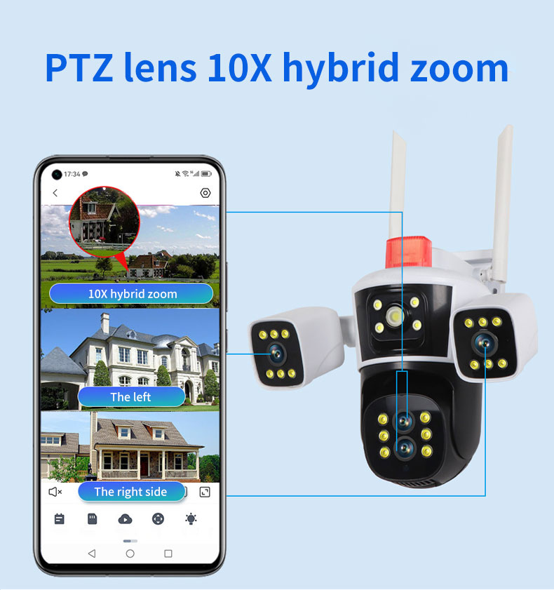 Four Lens Three Screen CCTV Ip Security Camera 9