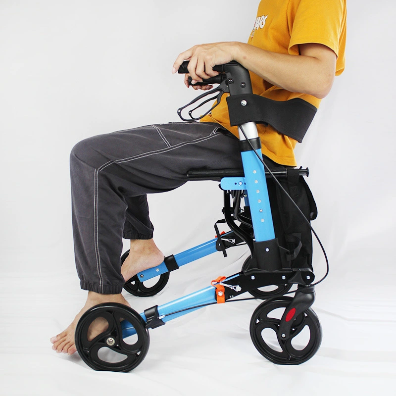 Foldable Walking Aids With Wheels And Seat Adult  Walker Old People Shopping Cart 1