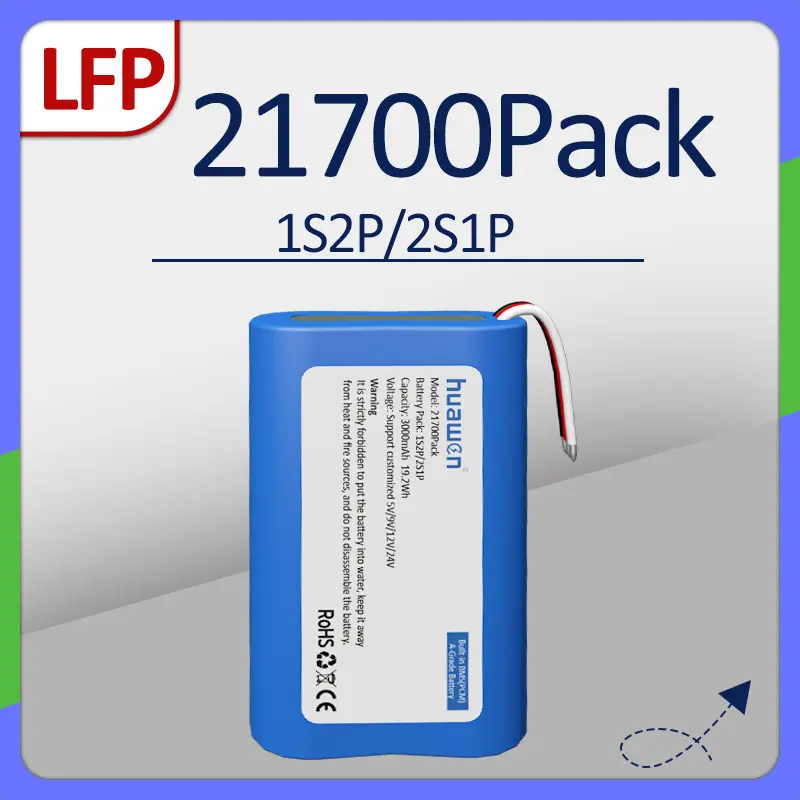 حزمة بطارية 1S2P / 2S1P LFP21700 LiFePO4 مخصصة مع حل BMS 1