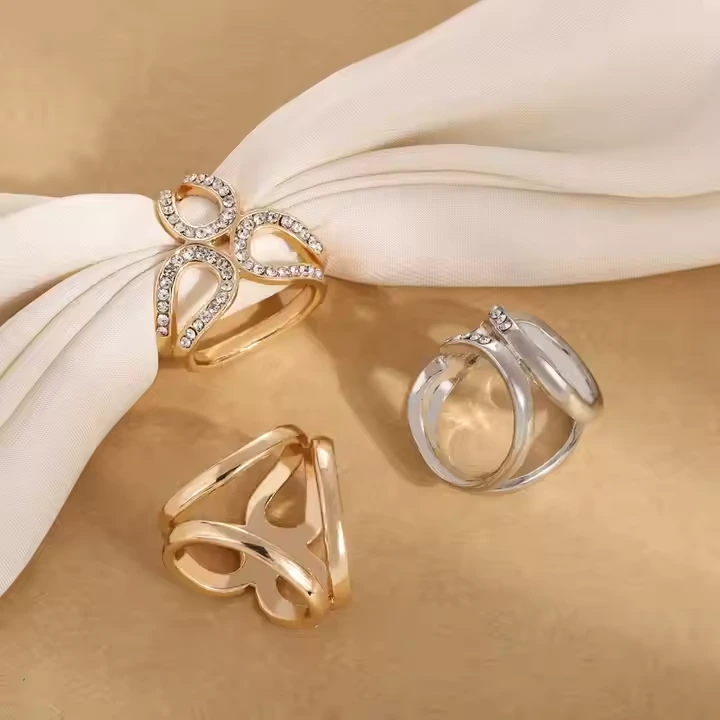 High Quality  Clover Hijabs Rings Stylish Scarf Ring Beautiful Hijab Accessories Customized Triangle Ring 1