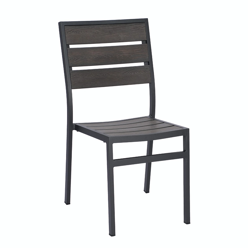 Commercial Restaurant Outdoor Teak Wood Patio Garden Stackable Metal Dining Chair 1
