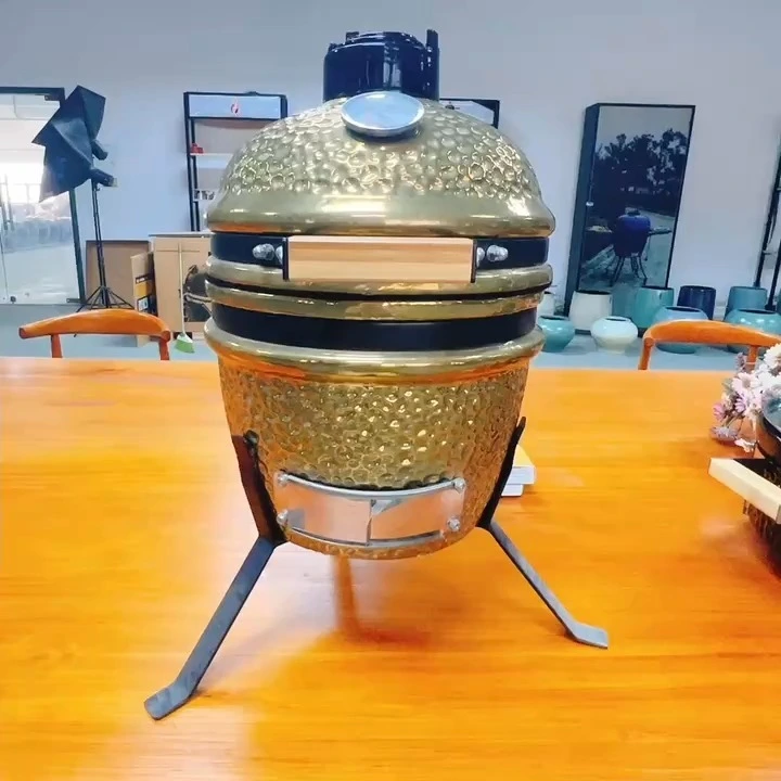 MCD 12Kamado ceramic charcoal indoor BBQ camping and garden smoker barbecue grill stove high gold 1