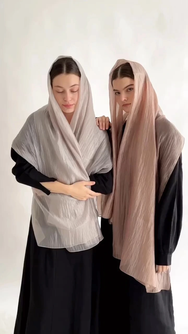 lightwieght silk crinkle sheer organza silk chiffon scarf hijabs 1
