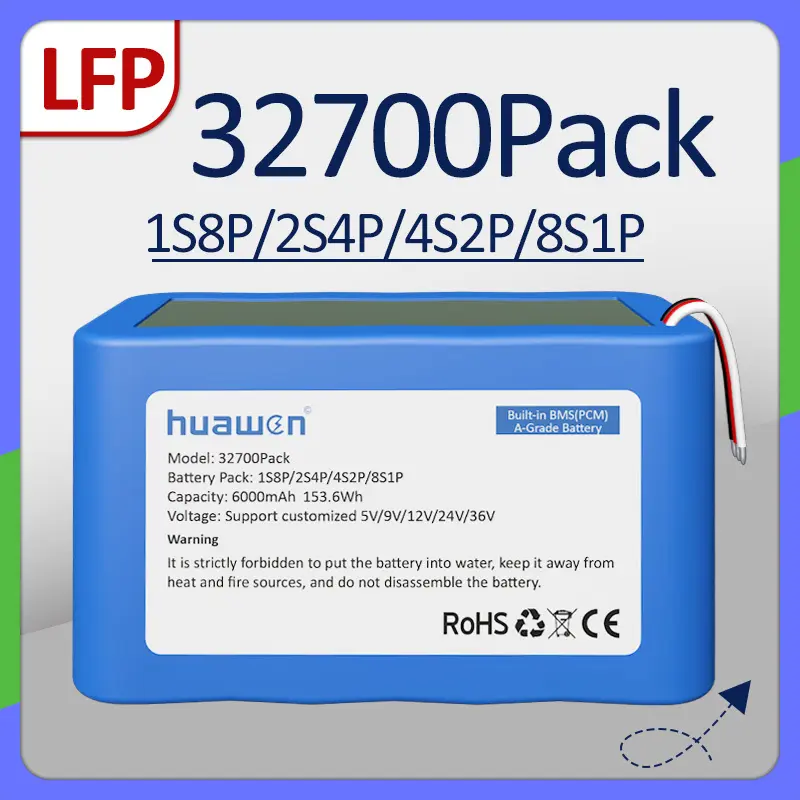 Изготовленный на заказ аккумуляторный блок 1S8P/2S4P/4S2P/8S1P IFR32700 LiFePO4 с производителем решений BMS 1