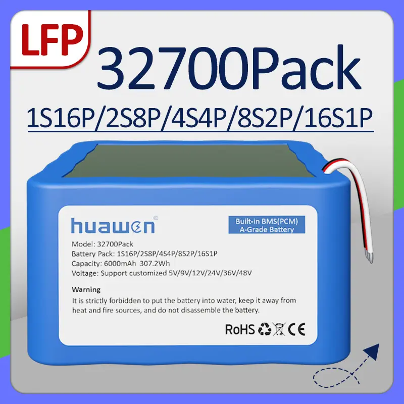 Изготовленный на заказ аккумуляторный блок 1S16P/2S8P/4S4P/8S2P/16S1P IFR32700 LiFePO4 с производителем решений BMS 1
