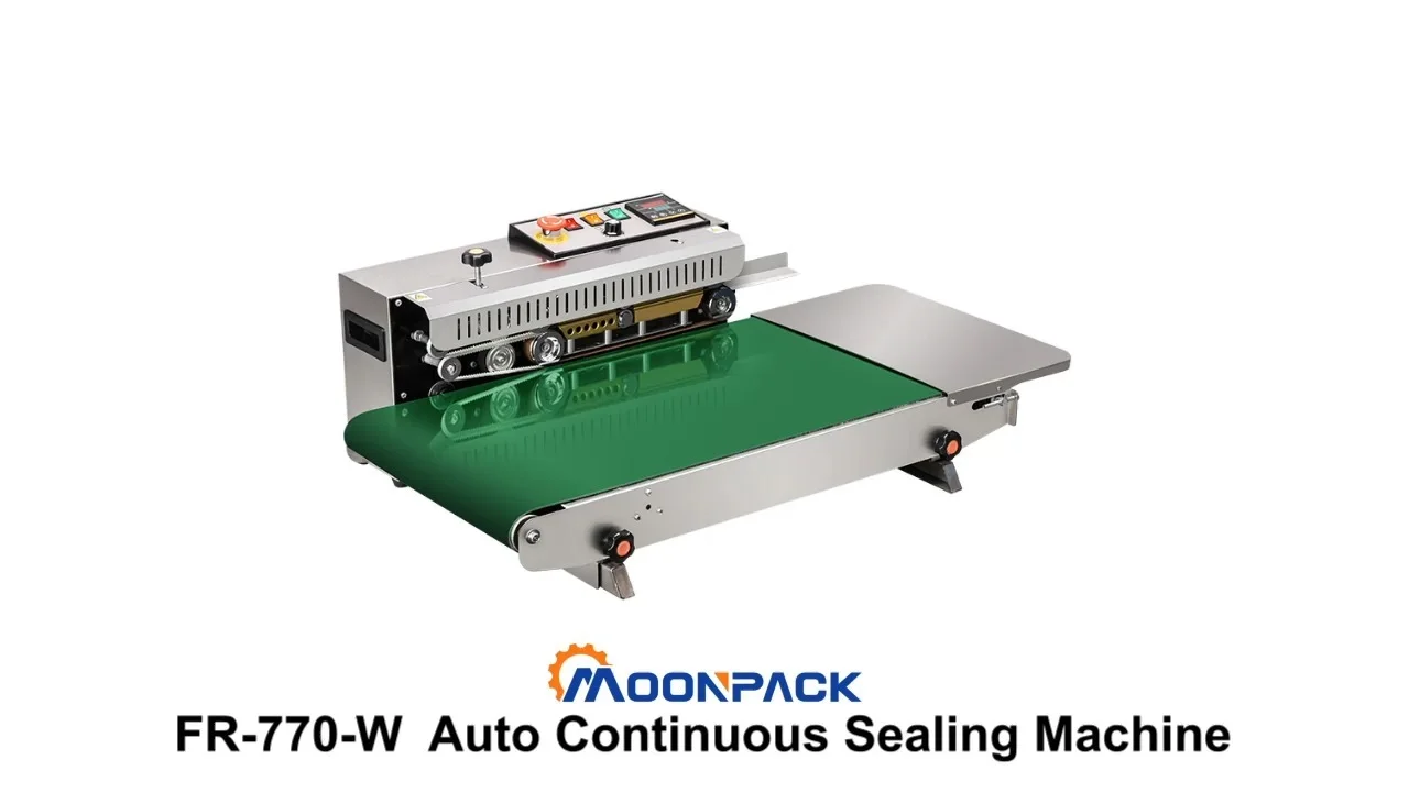 FR-770-W-SS automatic plastic pouch heat continuous sealing machine with widened conveyor belt 1
