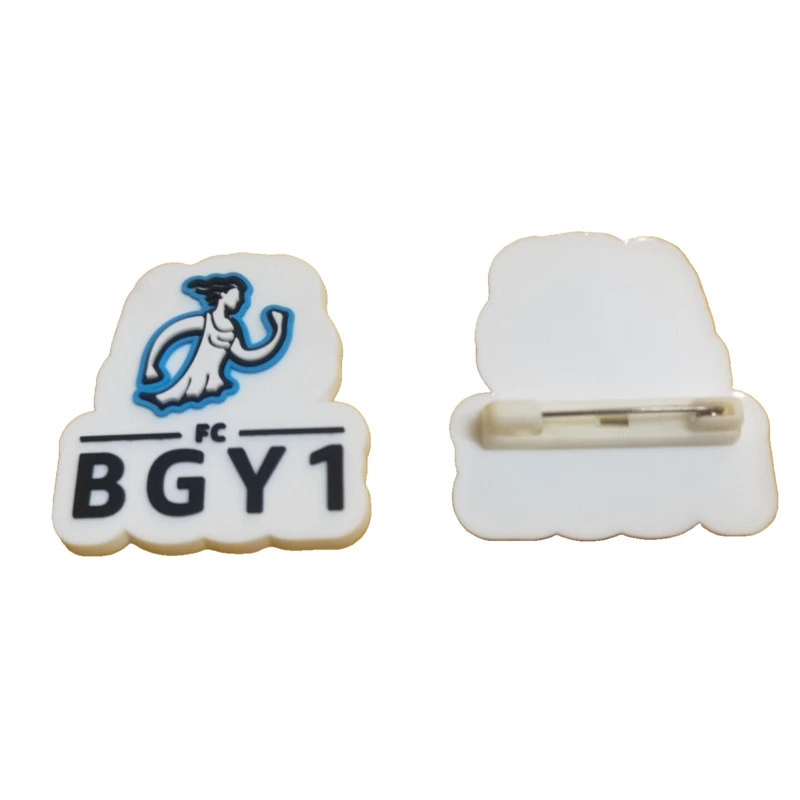 Broches de broche en pvc personnalisées, support d'impression de badge d'identification en pvc souple 1