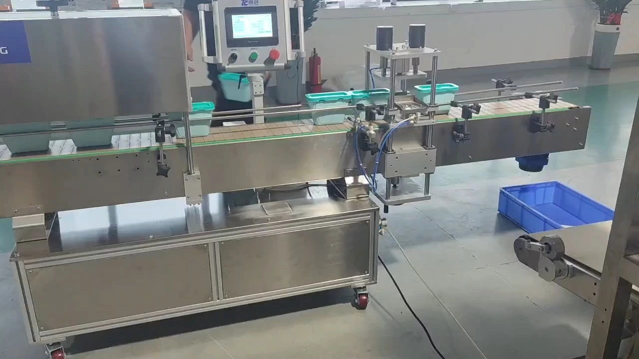 Tongchuang Laundry Detergent Pods Plastic Box Jar Lids Pressing Machine Automatic Capping Machine Line 1