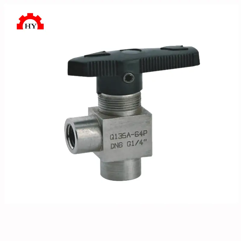 HY Stainless Steel 304 316 6.4Mpa Angle Type PTFE Seat Screw End Industrial 90 Degree Instrument Ball Valve 1