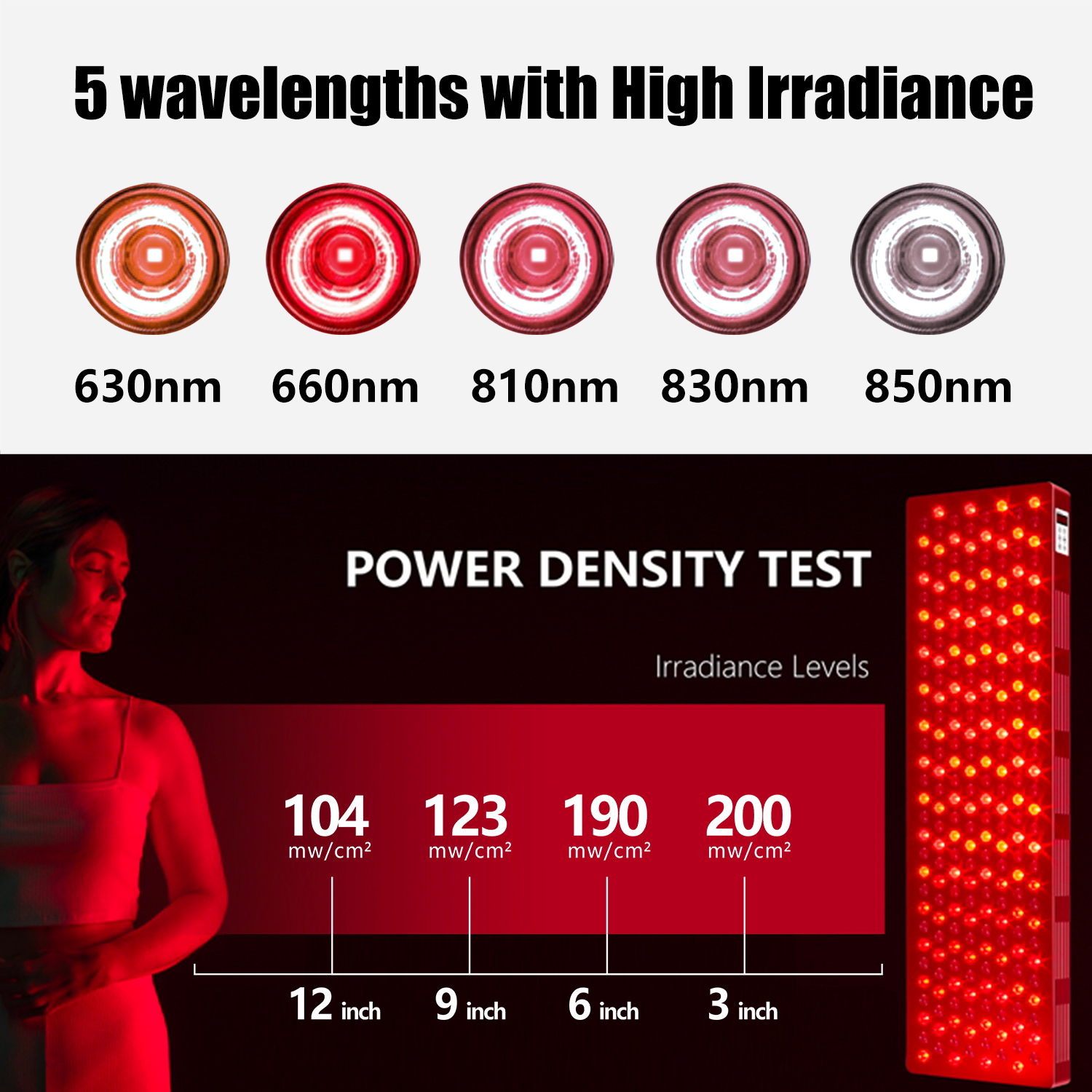 Sunsred A160 800W LED panel pro terapii červeným světlem 6