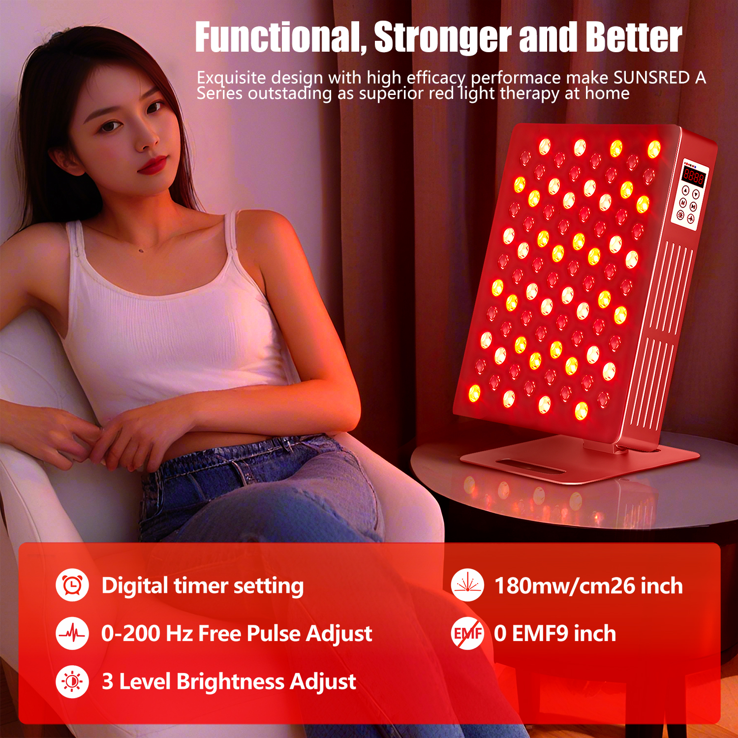 Sunsred A160 800W LED panel pro terapii červeným světlem 7