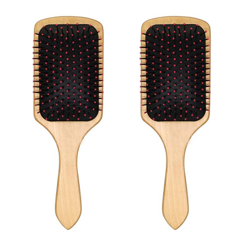 Cojín de madera natural vendedor caliente del cepillo de pelo del masaje del cuero cabelludo de los artesanos que desenreda el cepillo de pelo 1