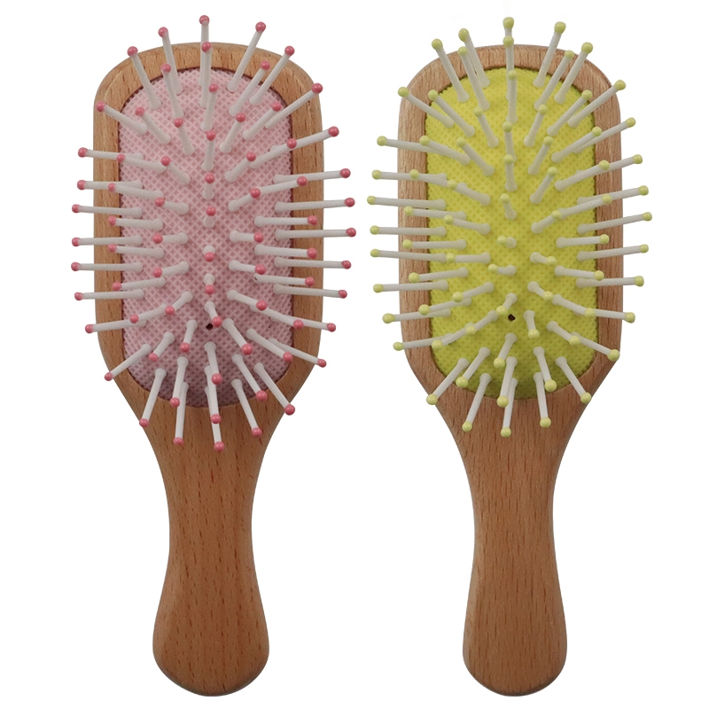 Gran oferta, mini cepillo de pelo de madera de haya ecológico, etiqueta privada, desenredante para bebé, masaje, cepillo y peine para el cuero cabelludo 1