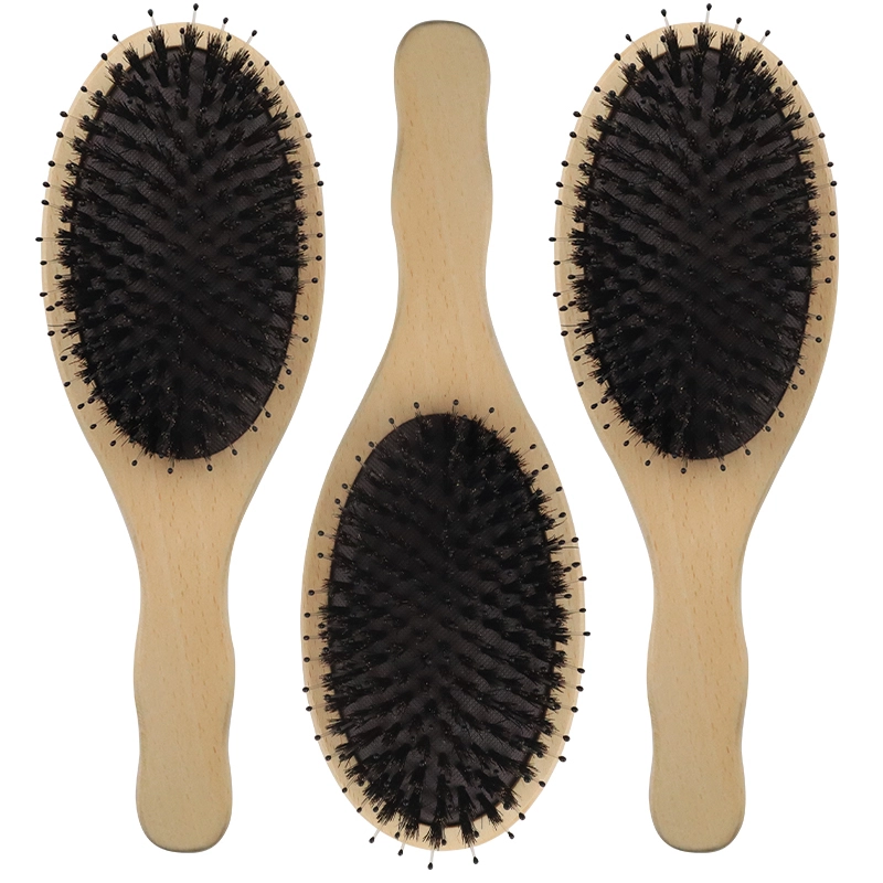Artisans hot selling nylon and boar bristle round hair brush wood boar wooden beech hair brush 1