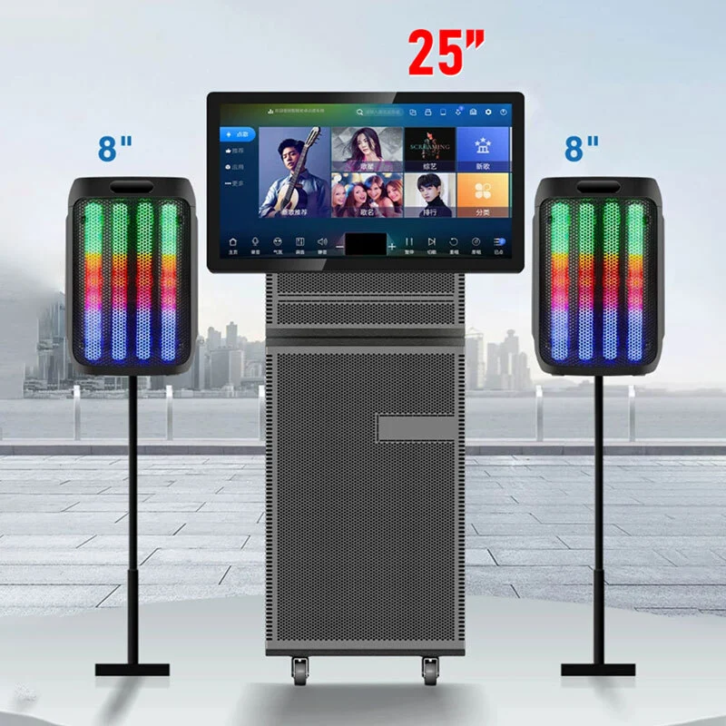 Big Size Folding Led Dynamic Lamp KTV Active Speakers With 25''AI Touch Screen TV Karaoke Puissance Audio Lautsprecher Speake For Outdoor, Party, Birthday BiNKO E260 1