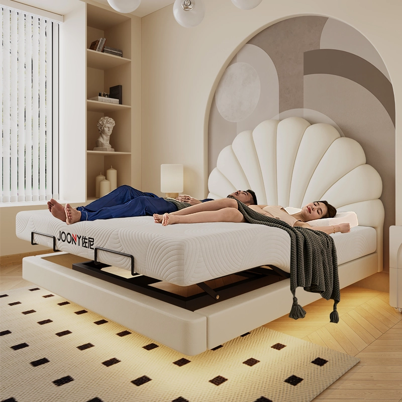 Cama king size ajustável com colchão, motor de carvalho controlável, estrutura de cama king size ajustável com base de colchão JN-A013 1