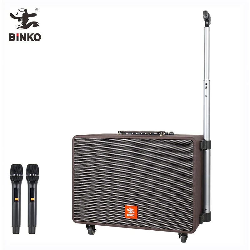 8''Premium Retro Professional Bass Guitar Amp Amplifier Wooden Bluetooth Speakers With Trolly&Wheels,Easy TO Take For Outdoor, Party, Camping BiNKO YX-8220 1