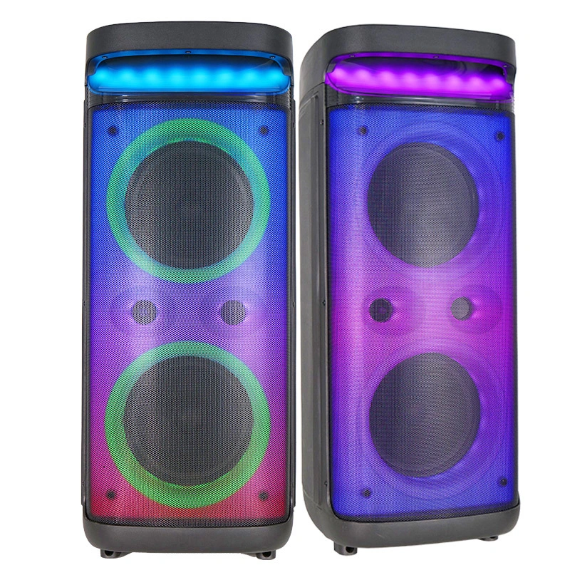 Dual 8'' Waterproof Bluetooth Trolley Speakers Bluetooth Music Sound Box with LED Light for Karaoke Computer Use Battery Powered BiNKO YX-32085 1