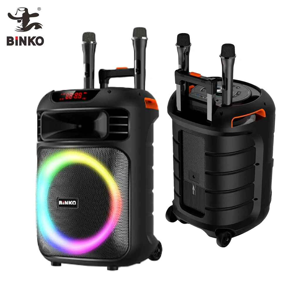 80W Power Loudspeaker FM Radio USB Operate Audio Tech Trolley Speakers Bluetooth Karaoke Party Custom Logo Beach Battery Rechargeable Music Box BiNKO ZJZ-321505 1
