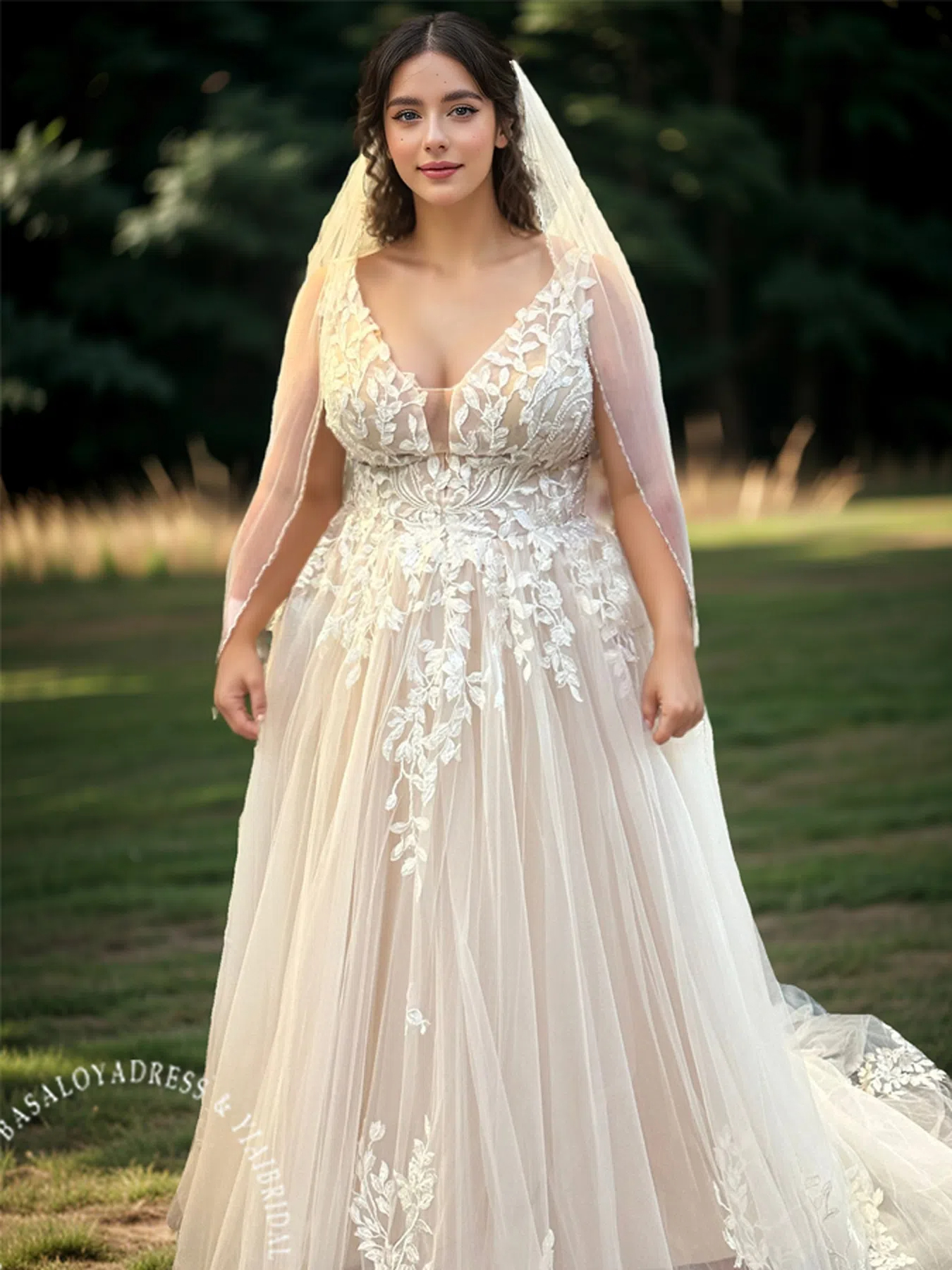 Abito da sposa senza maniche con scollo a V 1