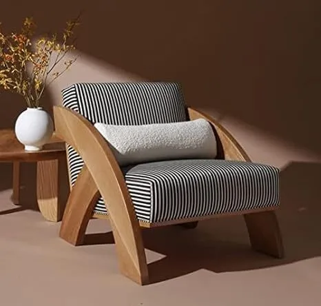 Modern Style Solid Wood Arched Armchair Versatile Leisure Chair for Dining Bedroom Living Room Hotel Solid Wooden Home Furniture 1