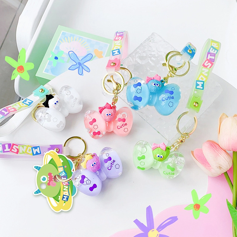 Monster family series butterfly fur ball into the oil hand rope keychain accessories wholesale pendant 1