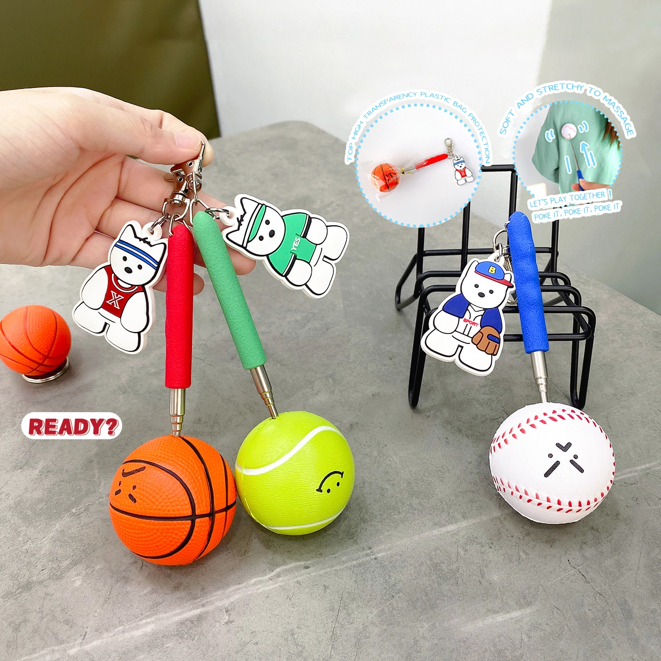 Sports in Progress Keychain - Retractable Balls 1