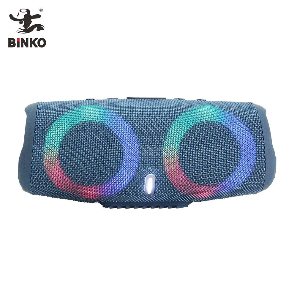Portable Mini Bluetooth Waterproof Speaker with LED Color Round Light Ring for Outdoor Use Communication via Aux/USB/TF/FM Boombox BiNKO charge5 1