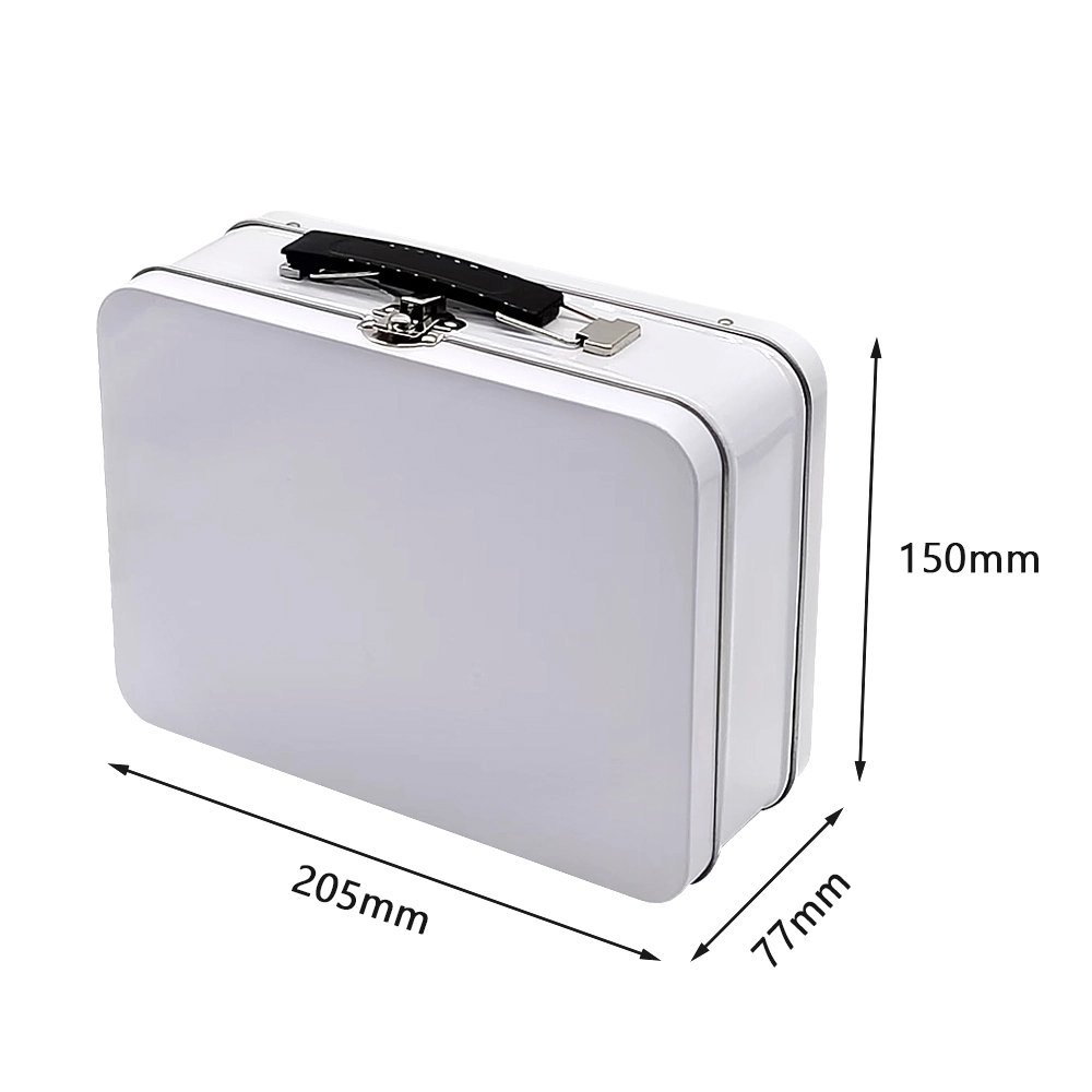 OEM ODM Customized Printed Logo Rectangular Food Metal Tin Cookie Suitcase Tin Box With Handle Tin Packaging Boxes With Lock 1