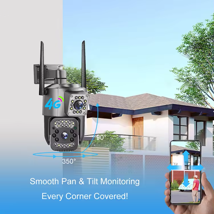 Caméra IP de vidéosurveillance de sécurité 4G à double objectif V380 7