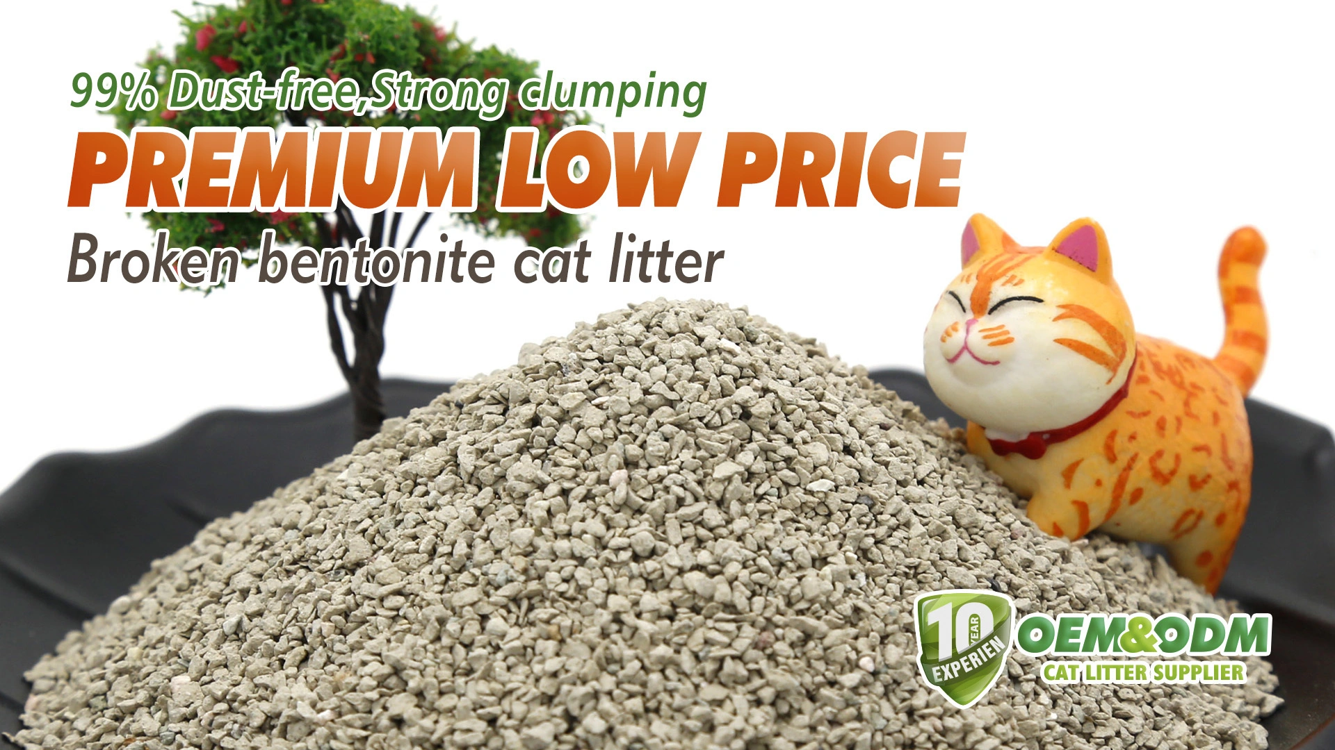 XB-Y4 Broken Bentonite Cat Litter Clumping  Odor Control  Easy Scooping Strong Clumps 1